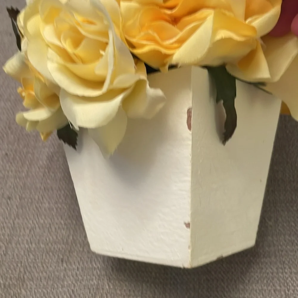 Faux Artificial Flower Arrangement Yellow Roses
